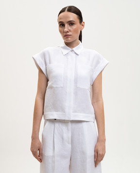 Peserico Біла сорочка з льону з короткимм рукавами S0316602606