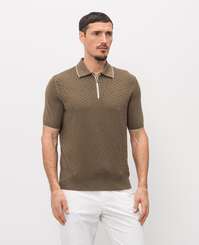 Stefano Ricci Поло из шелка цвета хаки K616452P31F26117