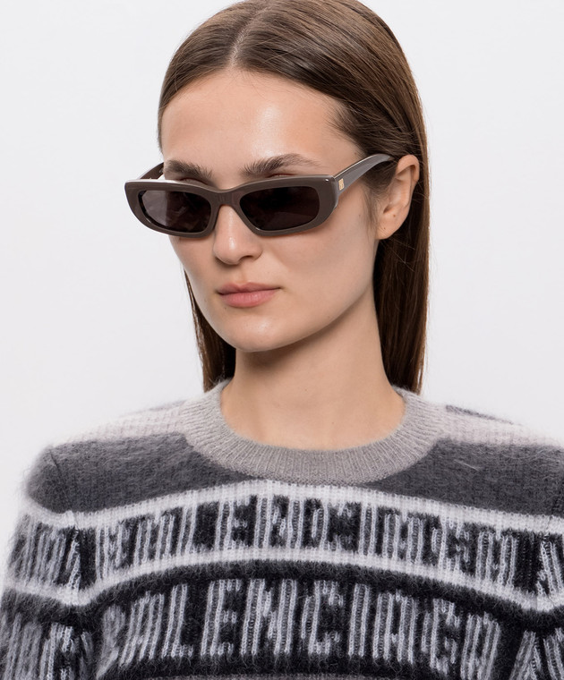 Balenciaga Коричневые солнцезащитные очки Palma Rectangle 870665T0039 изображение 2