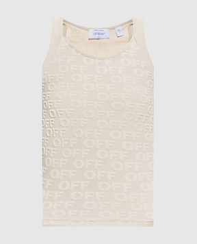 Off-White Бежевий топ у візерунок логотипа 29A00710T