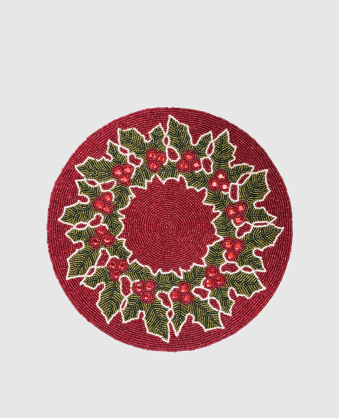 

Набор красных декоративных рождественских столовых ковриков из бисера, Красный, Салфетки