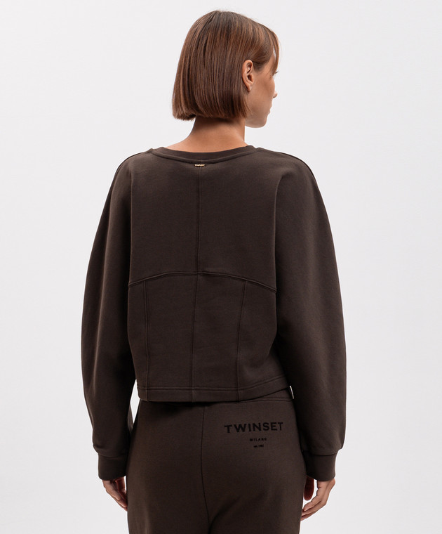 Twinset Коричневый свитшот с акцентными швами 262TP272A изображение 4