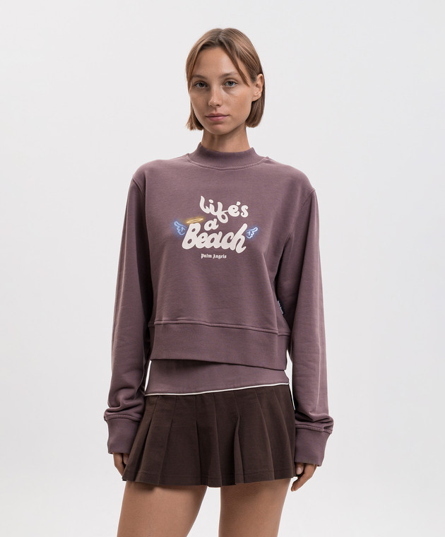 Palm Angels Фиолетовый свитшот Life's A Beach PAWBA004FL001 изображение 3