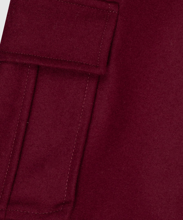 Balmain Детские бордовые джоггеры-карго с шерстью BZ6I20I033910 изображение 3