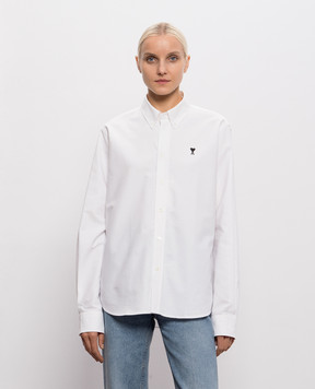 Ami Paris Біла сорочка з вишивкою емблеми Ami de Coeur USH878CO0031w