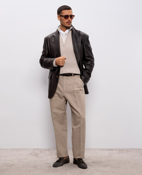 Brunello Cucinelli Бежевые брюки с льном MH253S2440