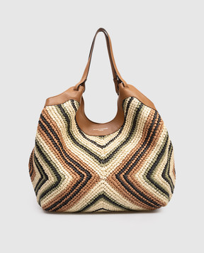 Gianni Chiarini Бежева сумка-тоут Dua з рафії BS12190DIAMIX