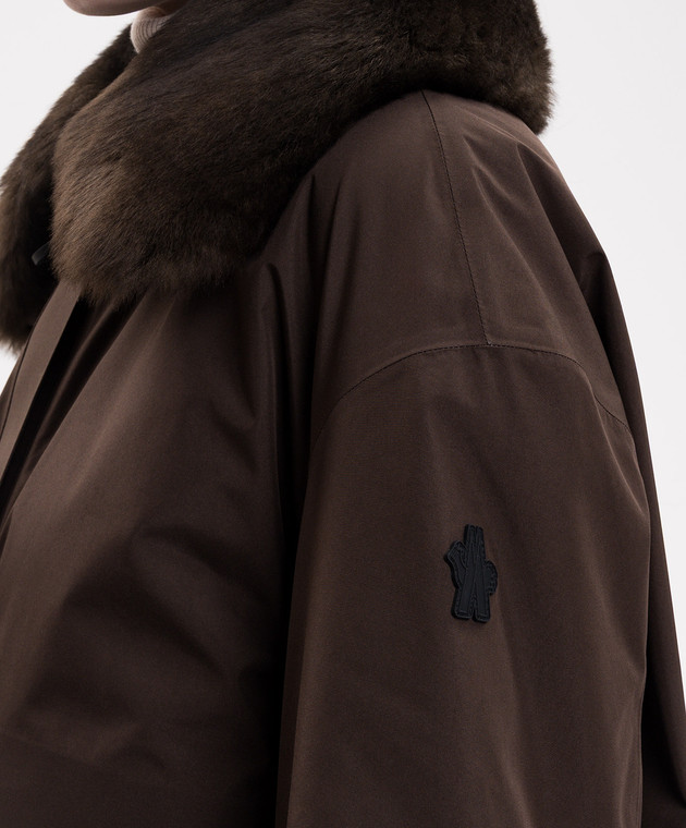 Moncler Grenoble Коричневая горнолыжная куртка Caurel GORE-TEX с мехом L20981A00005597MR изображение 5