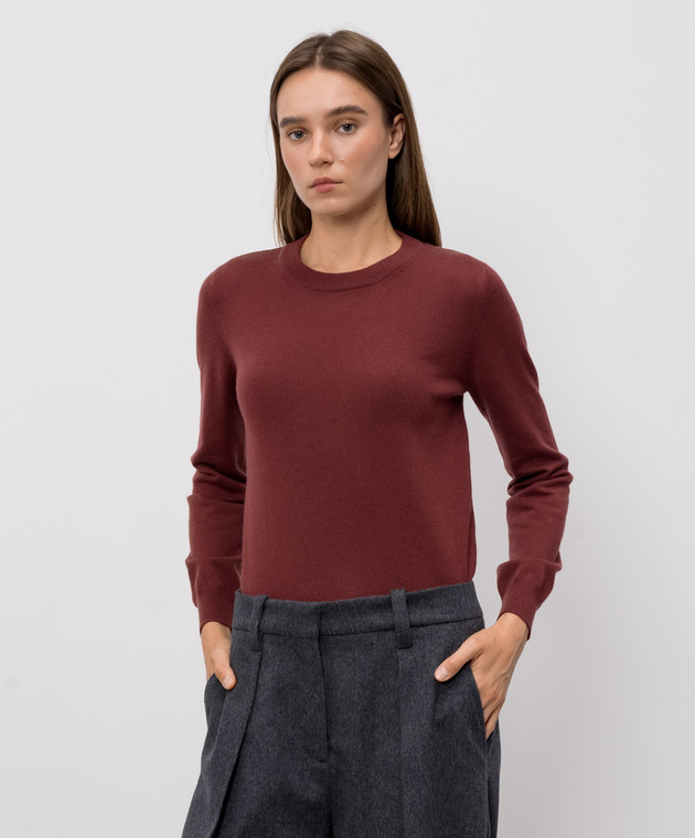 Brunello Cucinelli Бордовий джемпер з кашеміру M12244400P зображення 3
