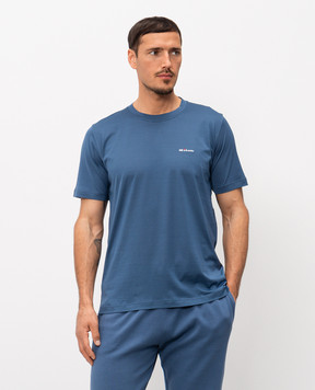 Kiton Голубая футболка с вышивкой логотипа UMK1274