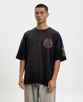 AMIRI Чорна футболка Flames з принтом логотипа AMTOJR1111