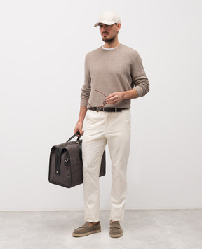 Brett Johnson Коричневий джемпер з льону та шовку у візерунок SS26K02LPSIMOC