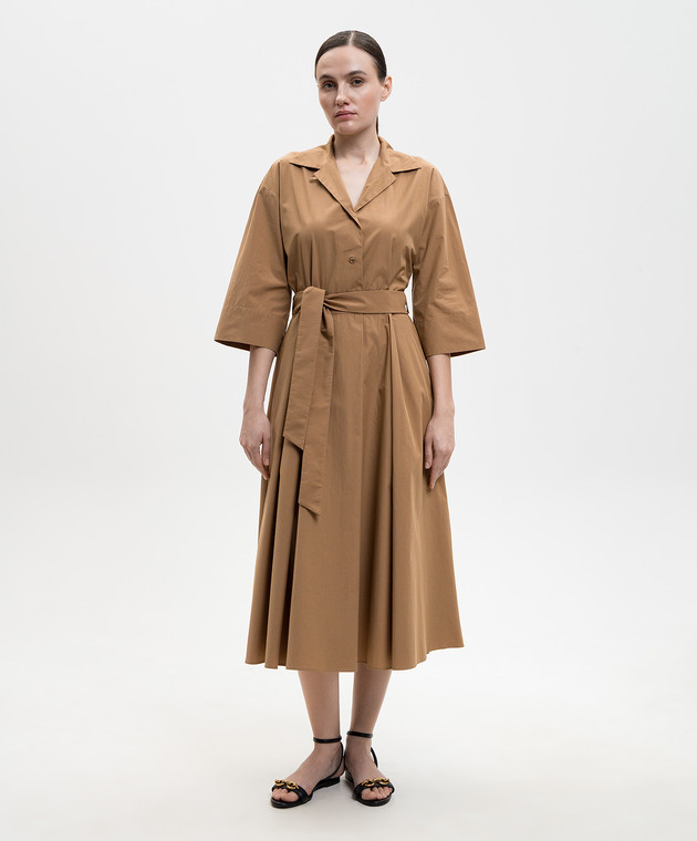Max Mara Weekend Коричневое платье-рубашка PADANA с поясом WKDPADANA изображение 3