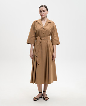 Max Mara Weekend Коричневое платье-рубашка PADANA с поясом WKDPADANA