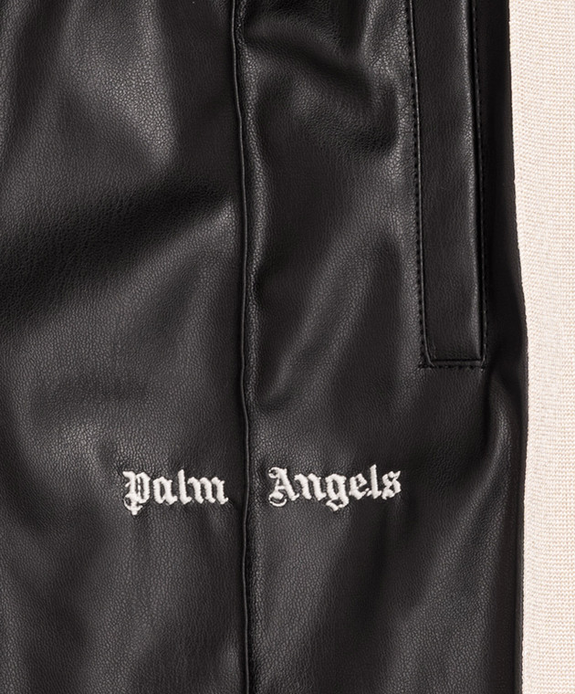 Palm Angels Детские черные брюки с брендовой тесьмой F6PAJGPA166 изображение 3