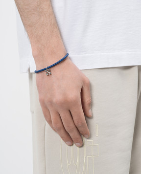 Off-White Синій шкіряний браслет з підвіскою Arrow OMOA10NC99MET001