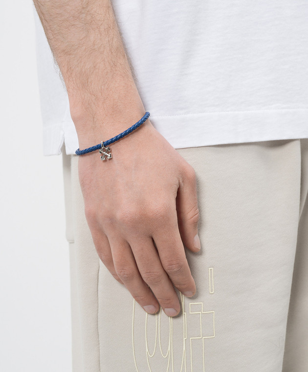 Off-White Синий кожаный браслет с подвеской Arrow OMOA10NC99MET001 изображение 2