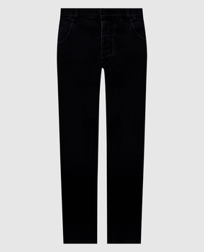 Balmain Чорні штани з патчем логотипа HH1MI115DG13