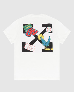 Off-White Дитяча біла футболка з принтом емблеми Arrow 44BAA002S26J00C