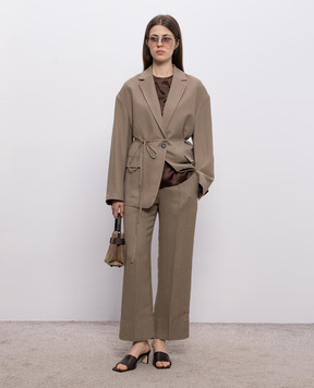 Brunello Cucinelli Коричневі штани з льоном MH126P9184