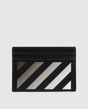 Off-White Чорний шкіряний картхолдер Diag OWND04DC99LEA001