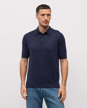 Dolce&Gabbana Синее поло из шелка с логотипом GXZ02ZJBSO5