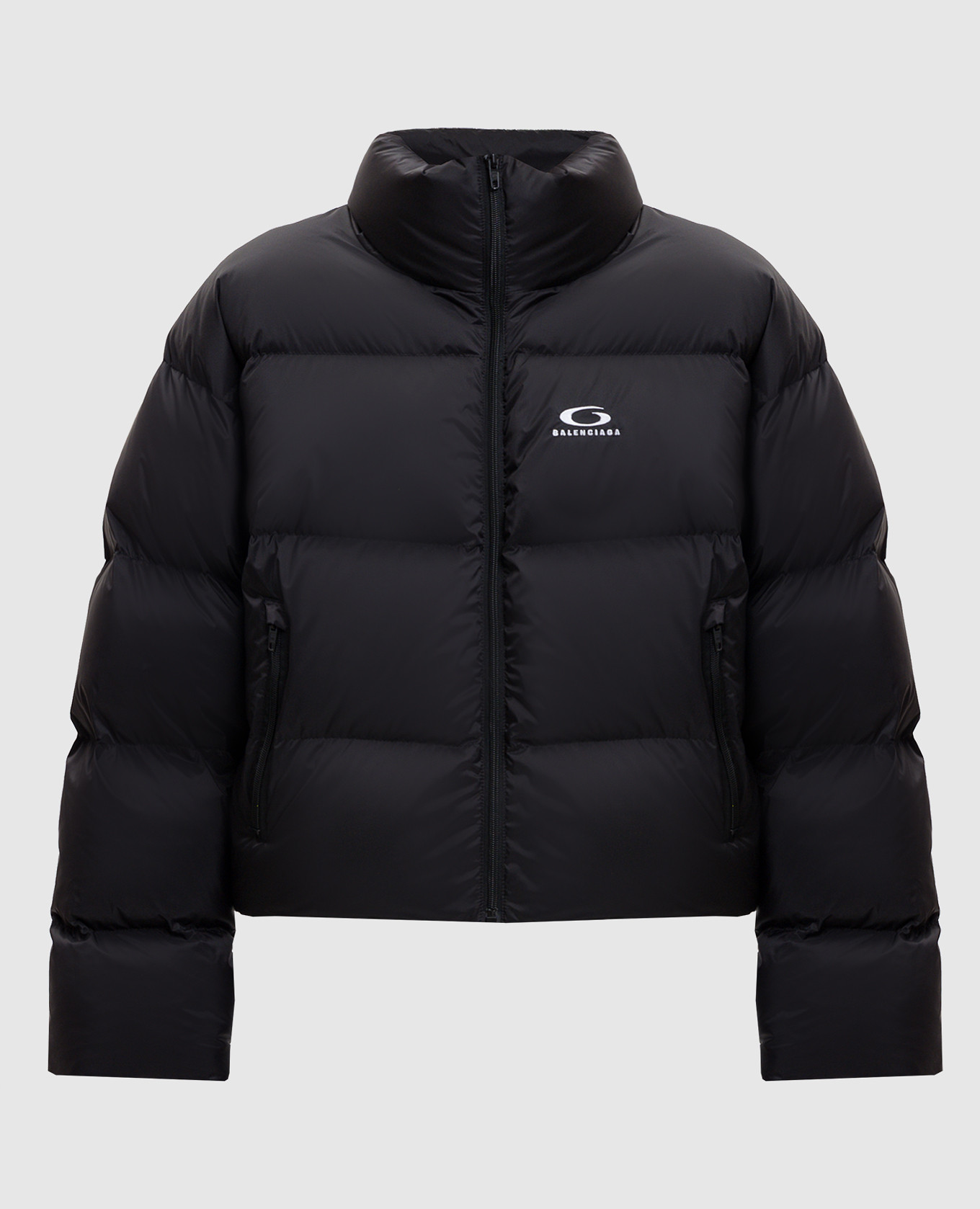 

Черный укороченный пуховик с логотипом, Пуховики