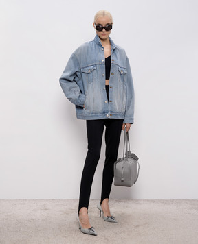 Balenciaga Блакитна джинсова куртка Masking Tape з вінтажним ефектом 861410TTWB1