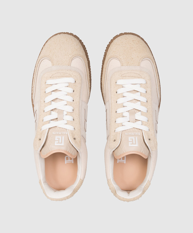 Balmain Бежеві комбіновані кросівки Swan GM0VI422TNAV зображення 4