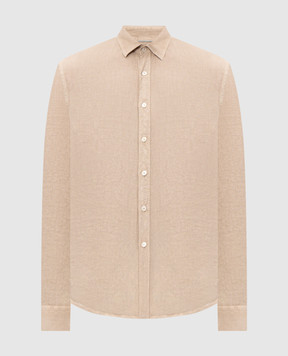 Canali Бежева сорочка з льону GM02128CSL7077