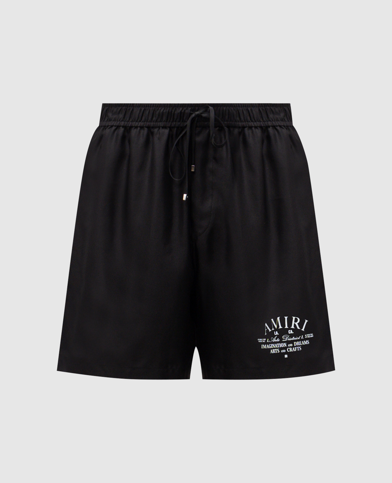 

Черные шорты из шелка с принтом логотипа, Черный, Шорты