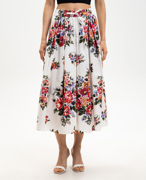 Dolce&Gabbana Біла спідниця міді в принт F4DC7THS5UU