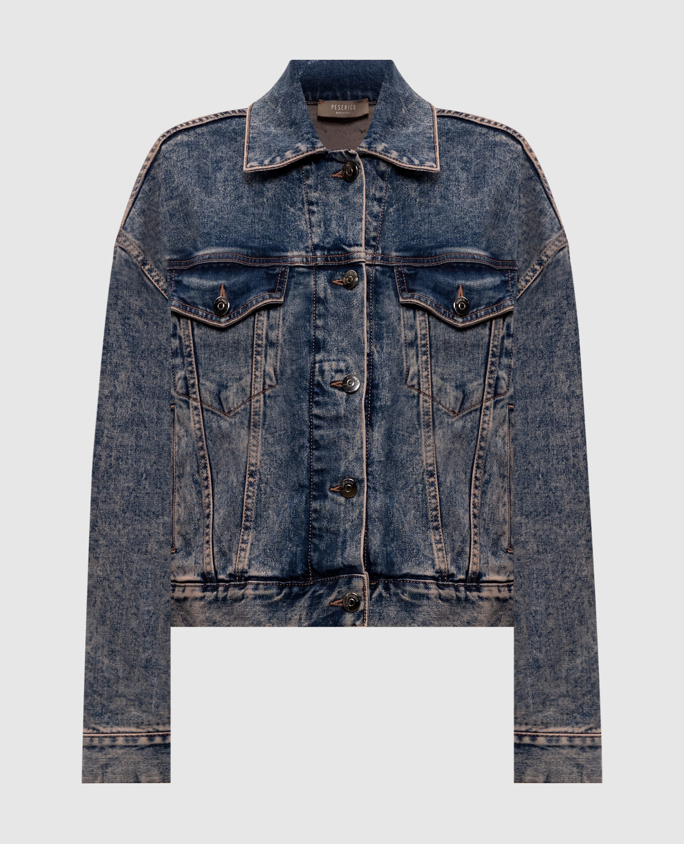 

Синяя джинсовая куртка с эффектом потертости, Синий, Джинсовые куртки