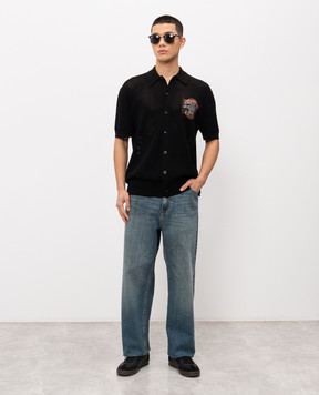 AMIRI Чорна ажурна сорочка Chateau AMTOKN1069