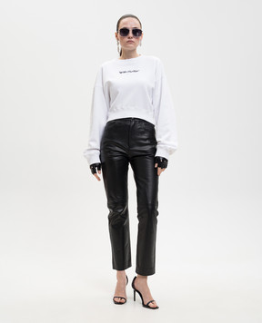 Off-White Белый свитшот с вышивкой эмблемы 2BA079S26FLE001