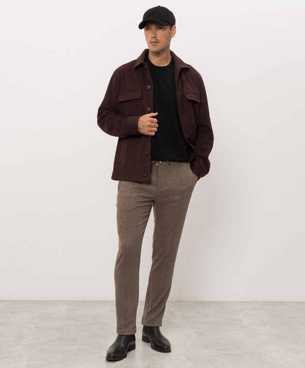 Bertolo Cashmere Черная футболка из хлопка 90220400205658 изображение 2