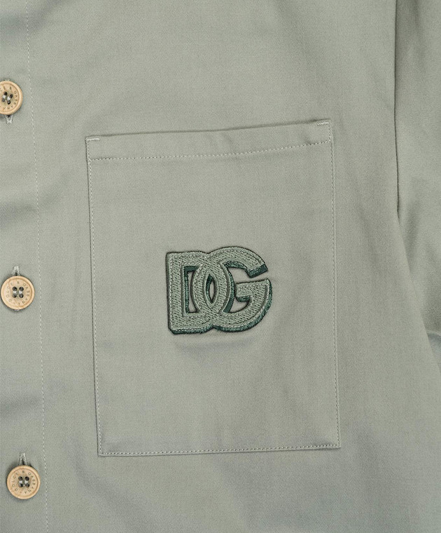 Dolce&Gabbana Дитяча зелена сорочка з короткими рукавами з монограмою логотипа L44S68FUFKA812+ зображення 3