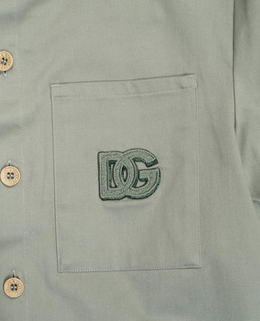 Dolce&Gabbana Дитяча зелена сорочка з короткими рукавами з монограмою логотипа L44S68FUFKA46