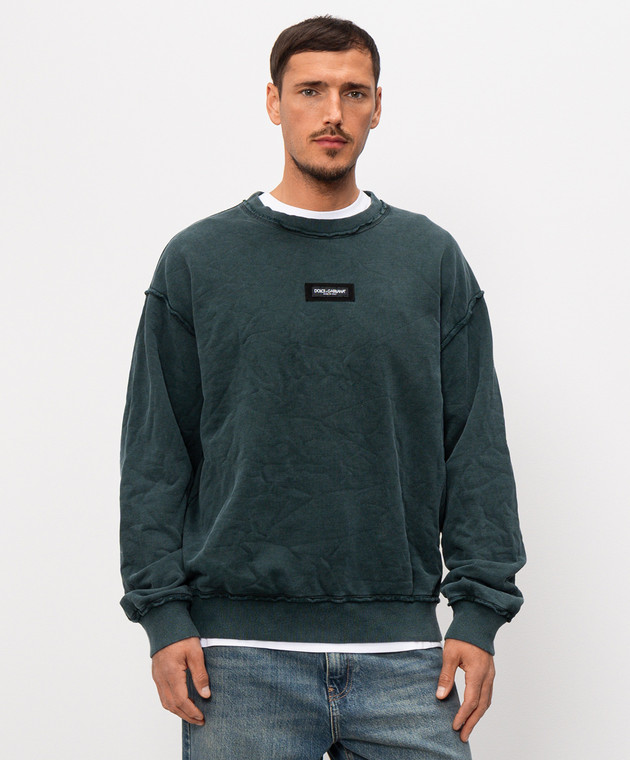 Dolce&Gabbana Зелений світшот з нашивкою логотипа G9CAKTG7P1R зображення 3