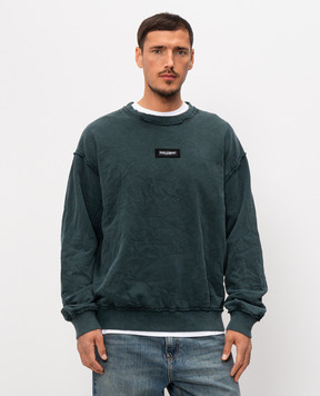 Dolce&Gabbana Зелений світшот з нашивкою логотипа G9CAKTG7P1R