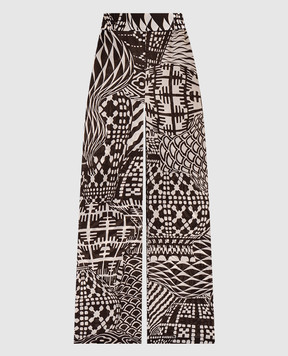 Momoni Коричневі штани BACCARAT із шовку MOPA039MO03