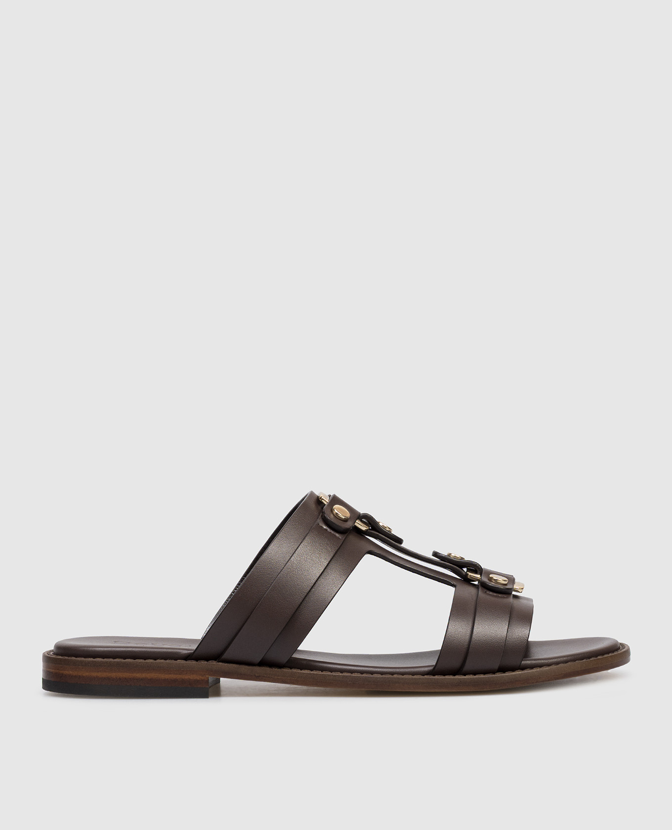 Коричневые кожаные шлепанцы