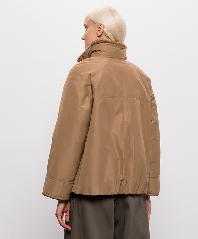 Brunello Cucinelli Коричневая пуховая куртка с мехом MH5253658 изображение 4