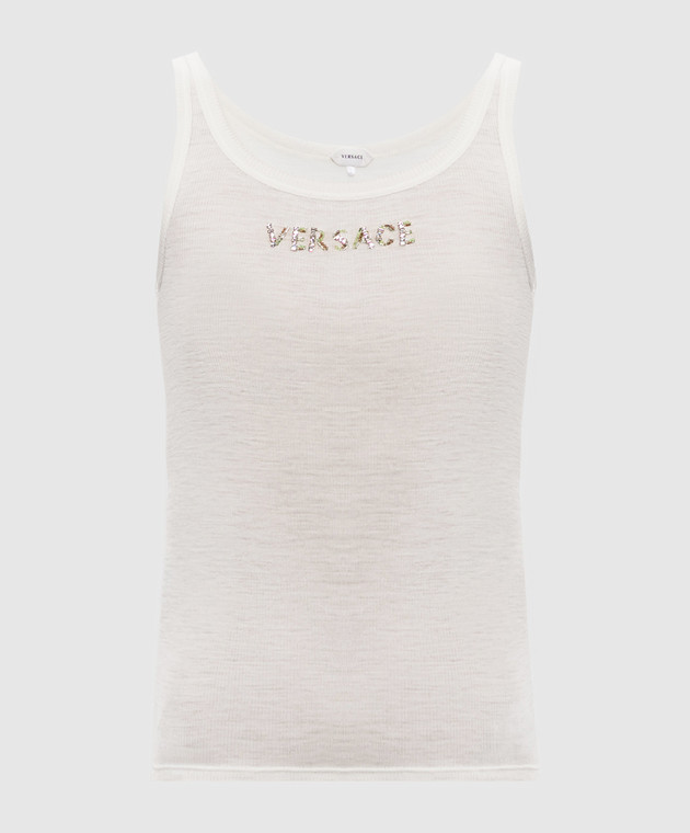 Versace Майка кольору айворі з вовни в рубчик 10259751A18694