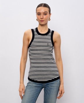 Saint Laurent Белый топ Cassandre в полоску 743660Y37KT