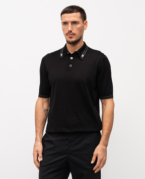 Dolce&Gabbana Чорне поло із шовку з монограмою логотипа DG GXZ02TJBSOI