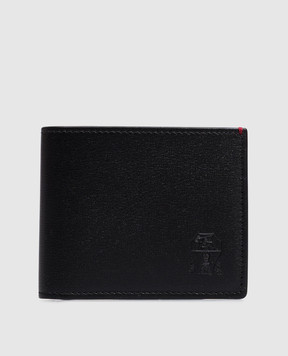 Brunello Cucinelli Кожаный портмоне черного цвета с тиснением эмблемы MWRLBU006