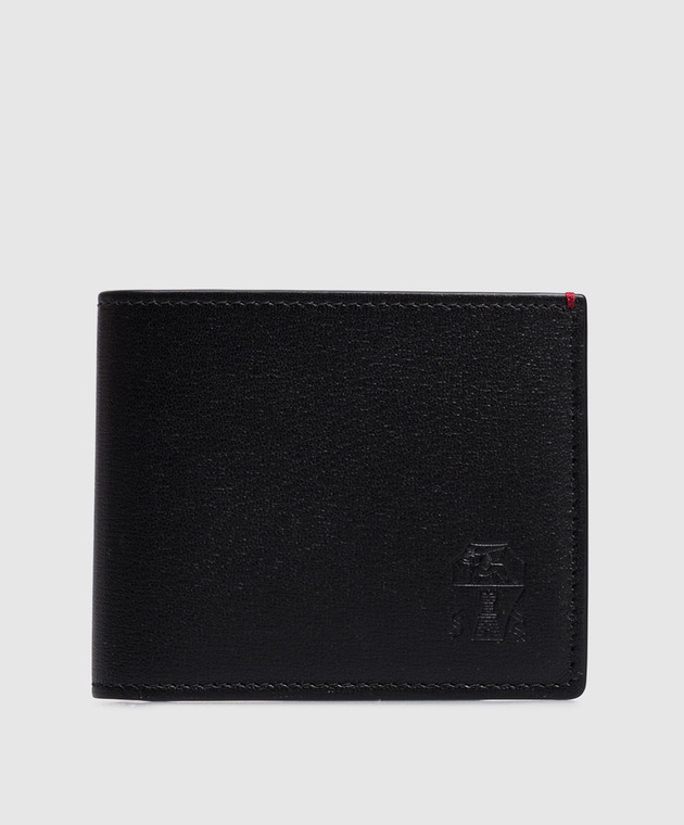 Brunello Cucinelli Шкіряне портмоне чорного кольору з тисненням емблеми MWRLBU006