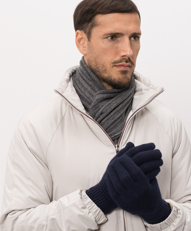 Brunello Cucinelli Рукавички синього кольору з кашеміру M2293118 зображення 2