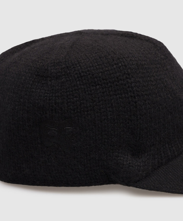Marco Pescarolo Черная кепка Bufera из кашемира BUFERA54M04 изображение 4